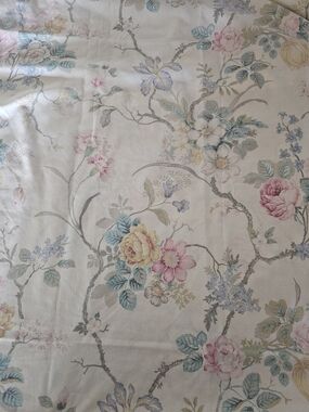 Floral Garden Pastel Cotton Sheet - Cream with Pink & Blue Flowers